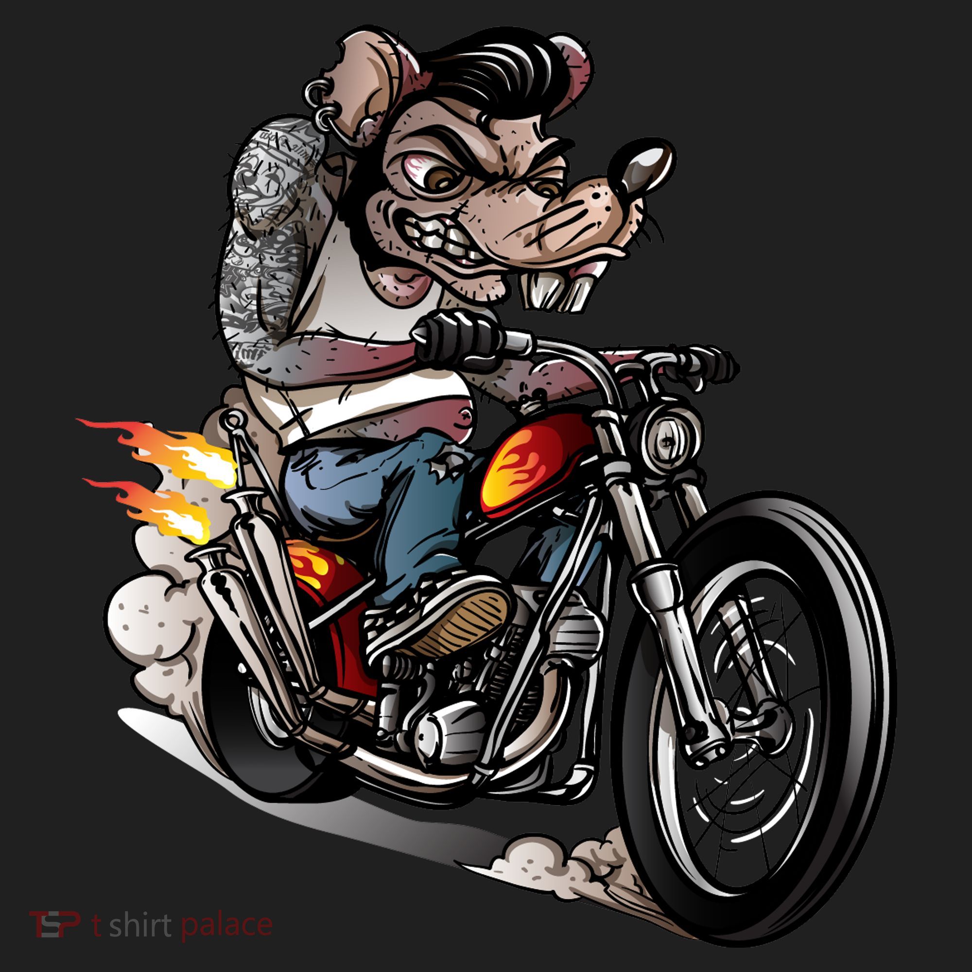 Rockabilly Rats Riding A Bike Golf Towel