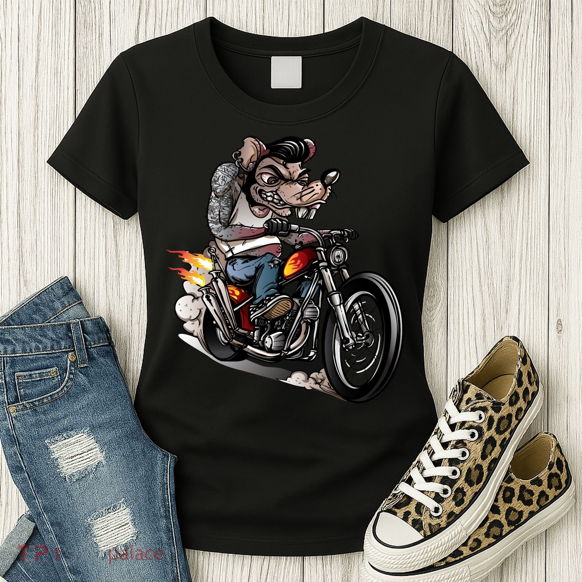 Rockabilly Rats Riding A Bike Women's T-Shirt