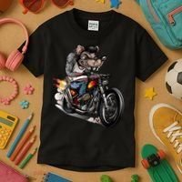Rockabilly Rats Riding A Bike Kids T-Shirt thumb 3
