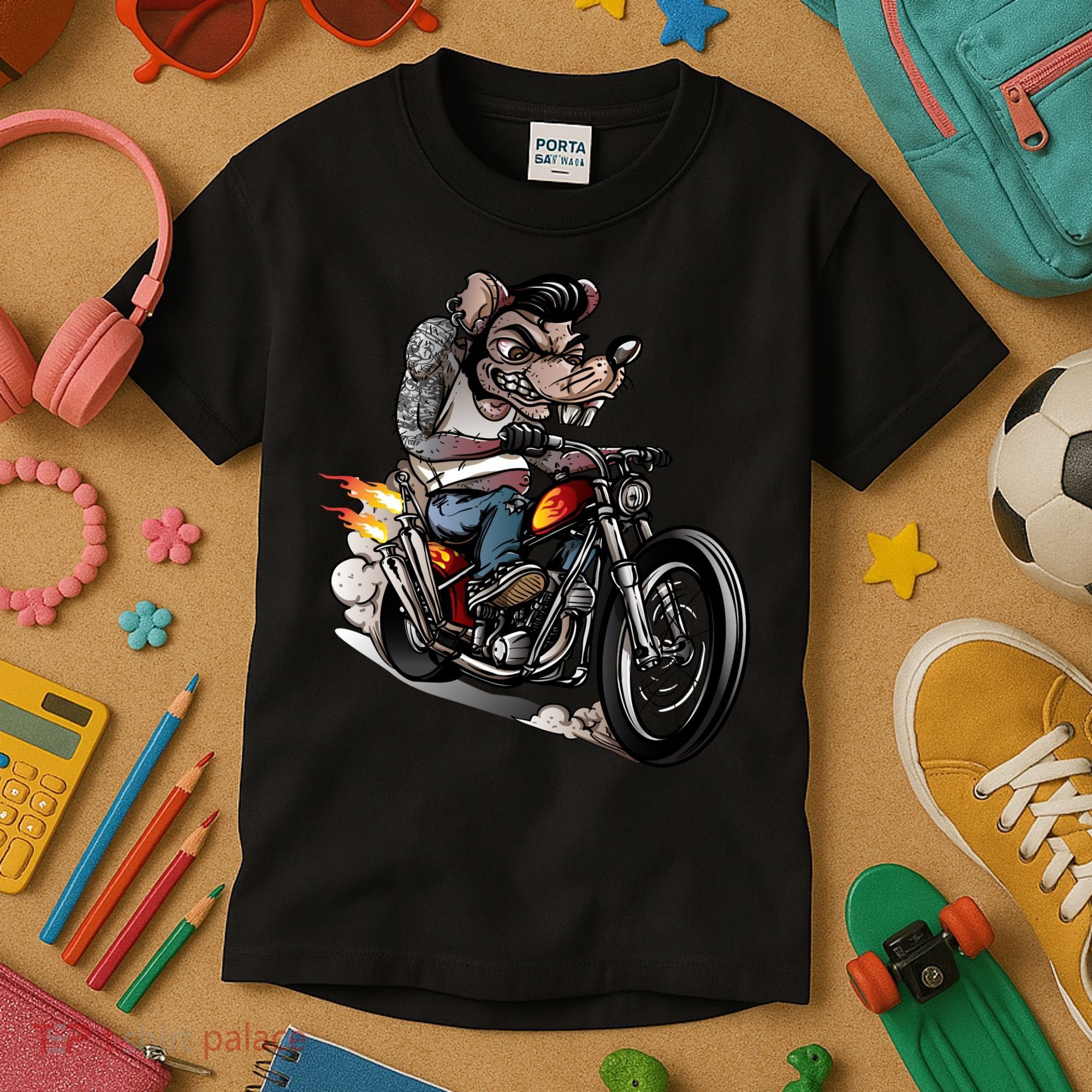Rockabilly Rats Riding A Bike Kids T-Shirt