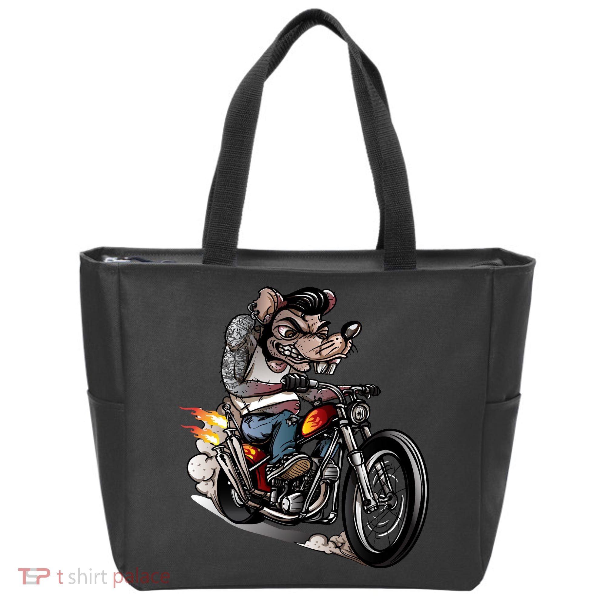 Rockabilly Rats Riding A Bike Tote Bag