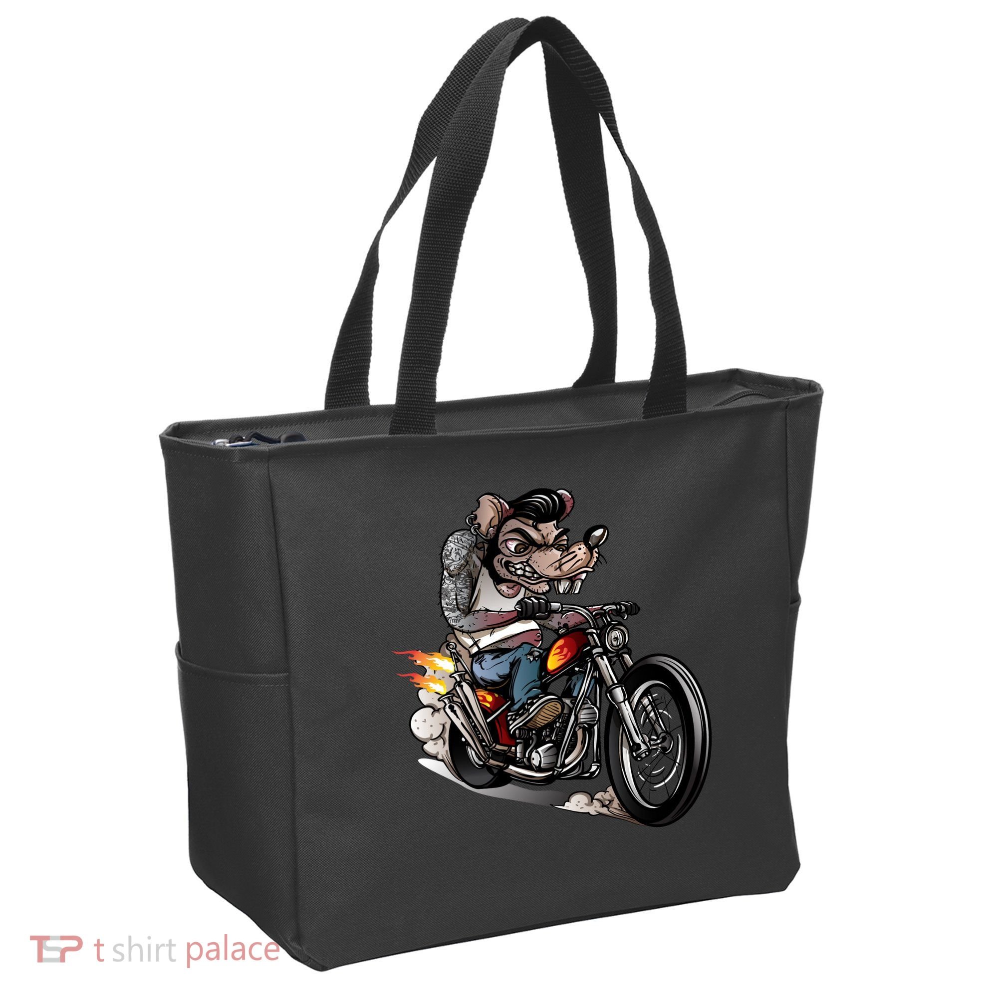 Rockabilly Rats Riding A Bike Tote Bag