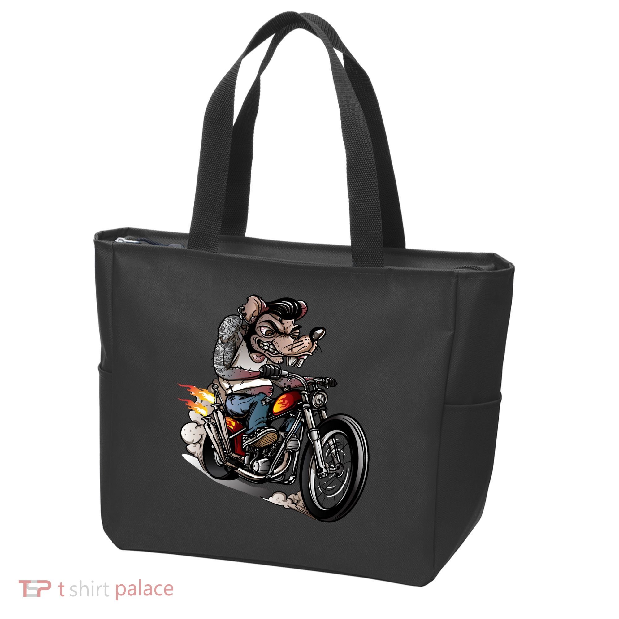 Rockabilly Rats Riding A Bike Tote Bag