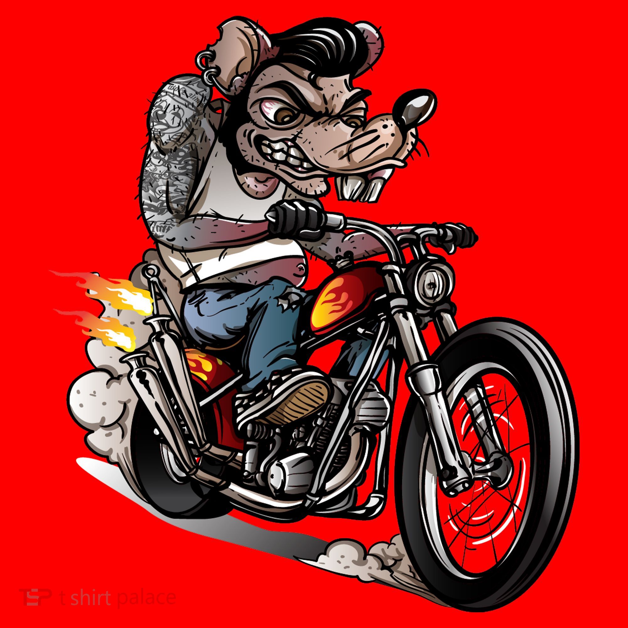 Rockabilly Rats Riding A Bike Santa Hat
