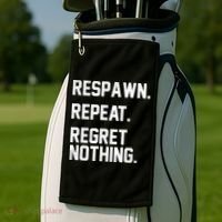 Respawn Repeat Regret Nothing Funny Gamer Golf Towel thumb 2
