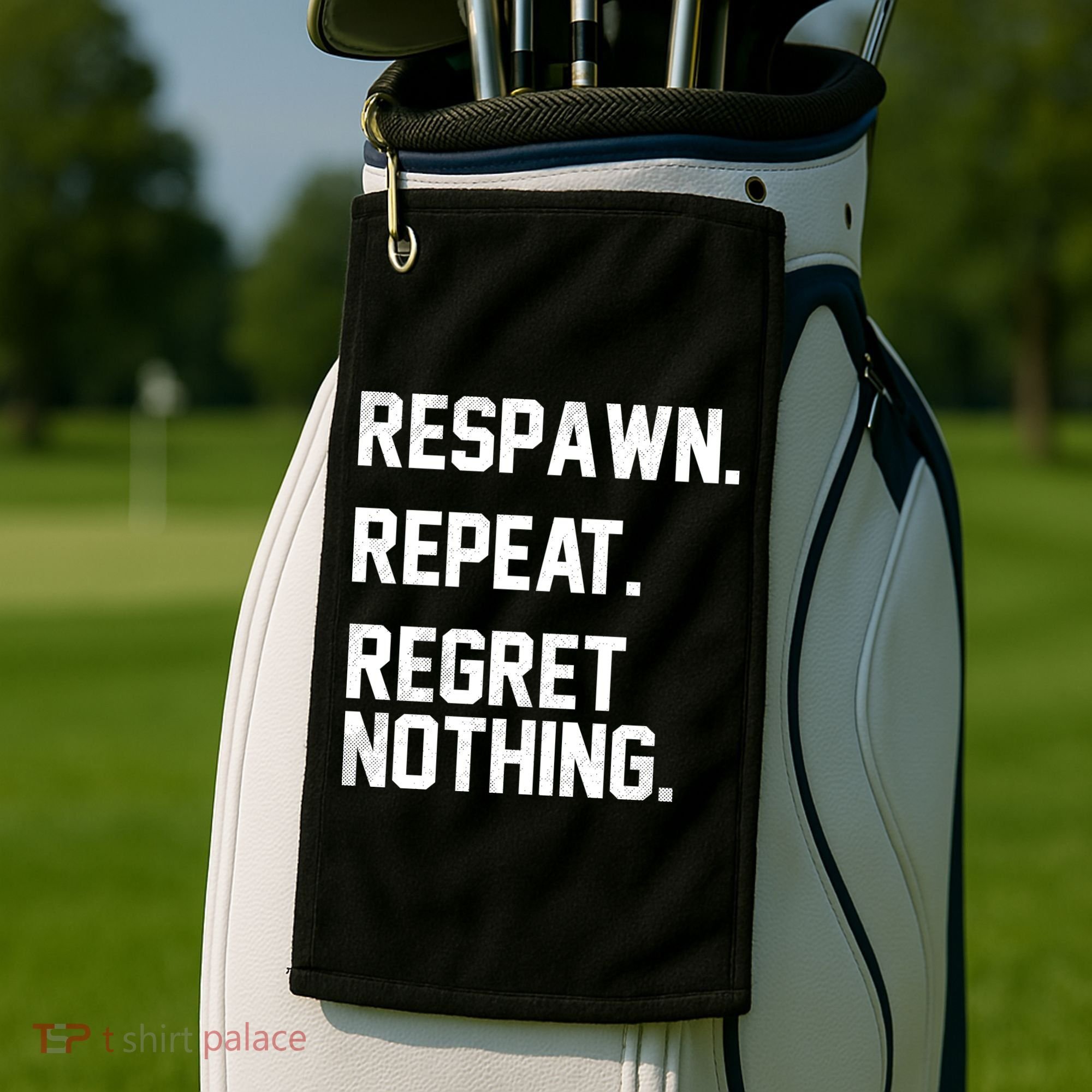 Respawn Repeat Regret Nothing Funny Gamer Golf Towel