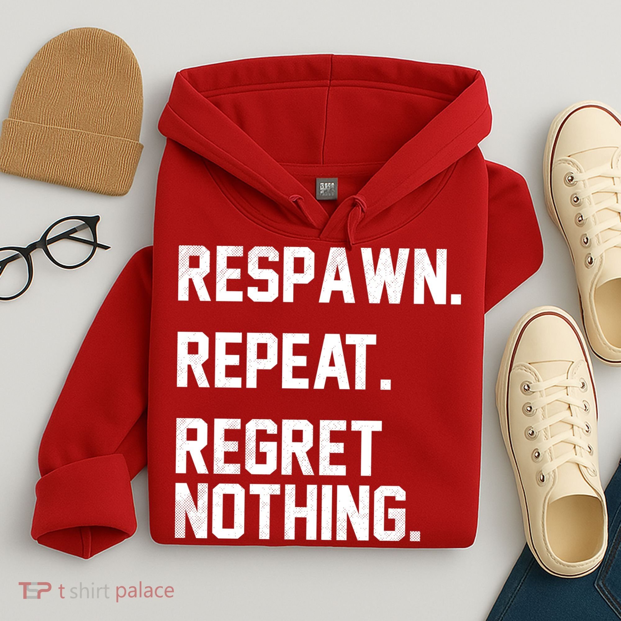 Respawn Repeat Regret Nothing Funny Gamer Hoodie