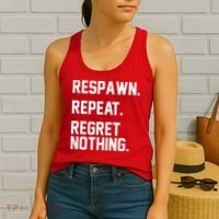 Respawn Repeat Regret Nothing Funny Gamer Women's Tank Top thumb 2
