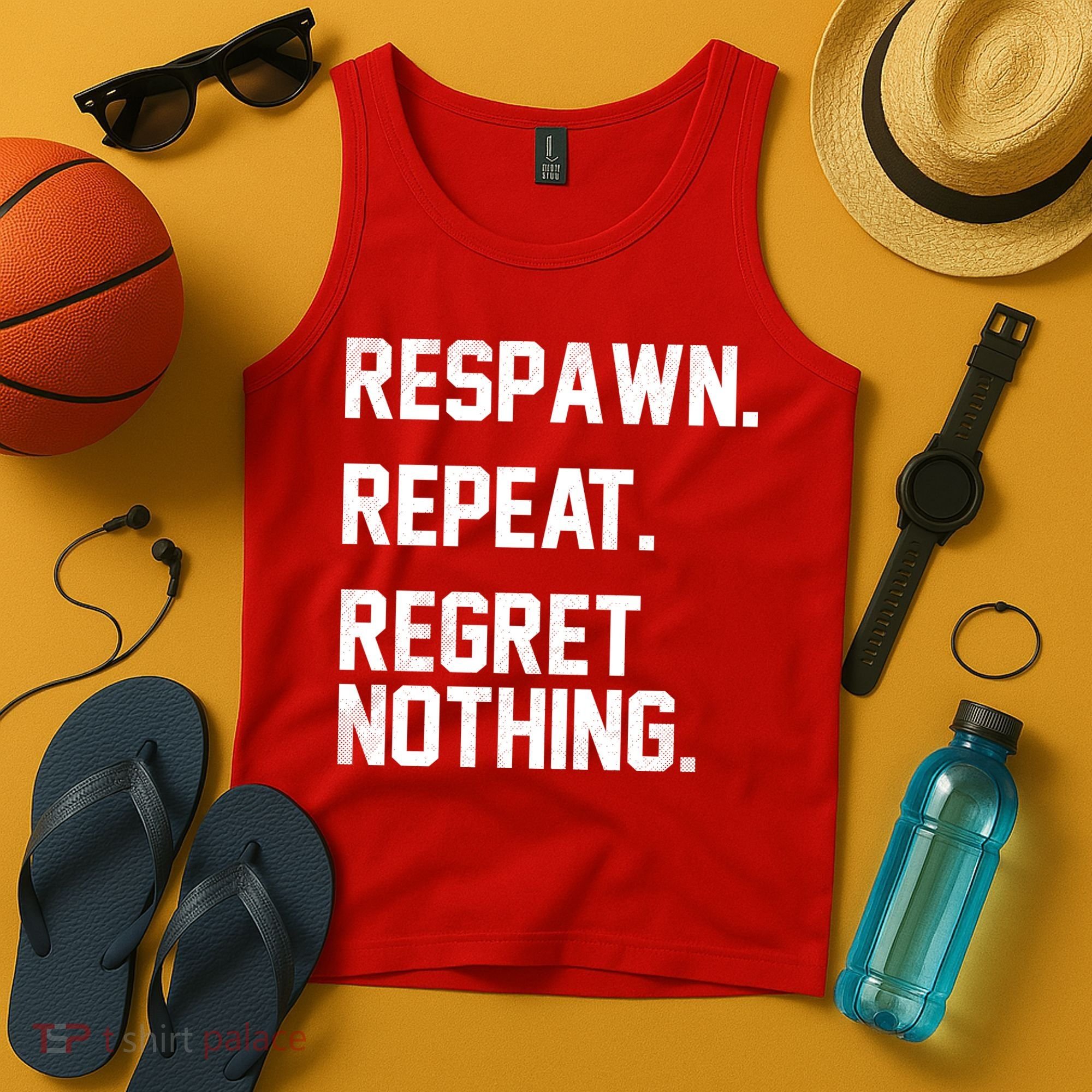 Respawn Repeat Regret Nothing Funny Gamer Tank Top