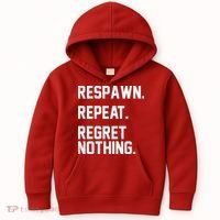 Respawn Repeat Regret Nothing Funny Gamer Kids Hoodie thumb 0