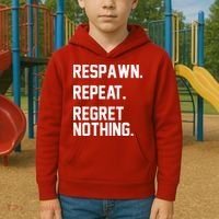 Respawn Repeat Regret Nothing Funny Gamer Kids Hoodie thumb 2