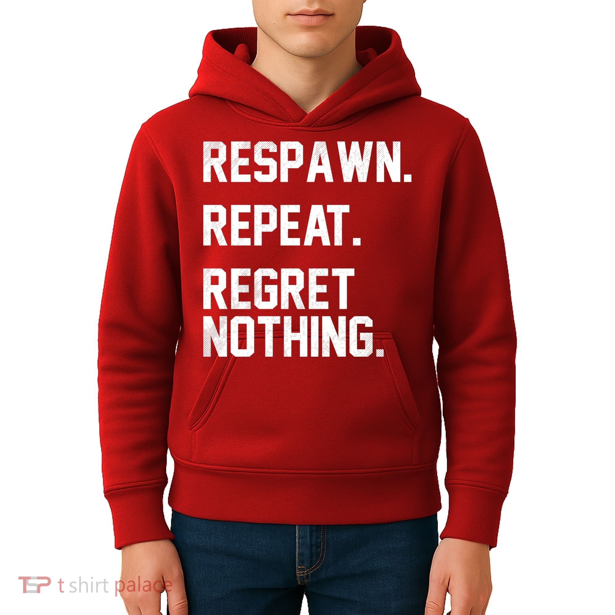 Respawn Repeat Regret Nothing Funny Gamer Kids Hoodie