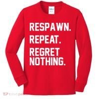 Respawn Repeat Regret Nothing Funny Gamer Kids Long Sleeve Shirt thumb 0