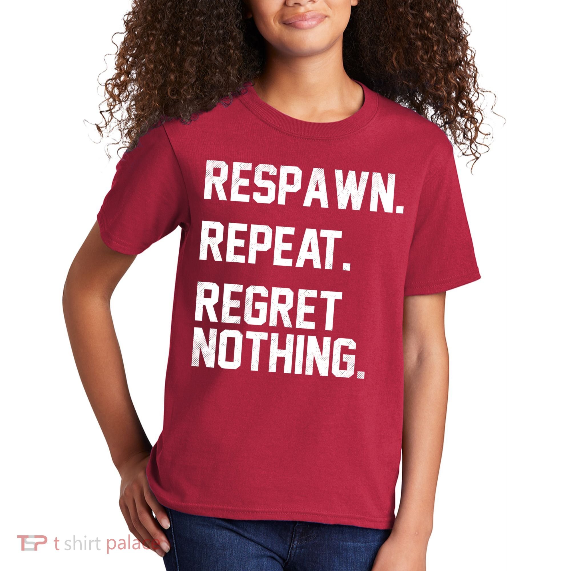 Respawn Repeat Regret Nothing Funny Gamer Kids T-Shirt