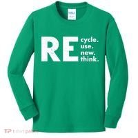 Recycle Reuse Renew Rethink Crisis Environmental Activism Kids Long Sleeve Shirt thumb 0