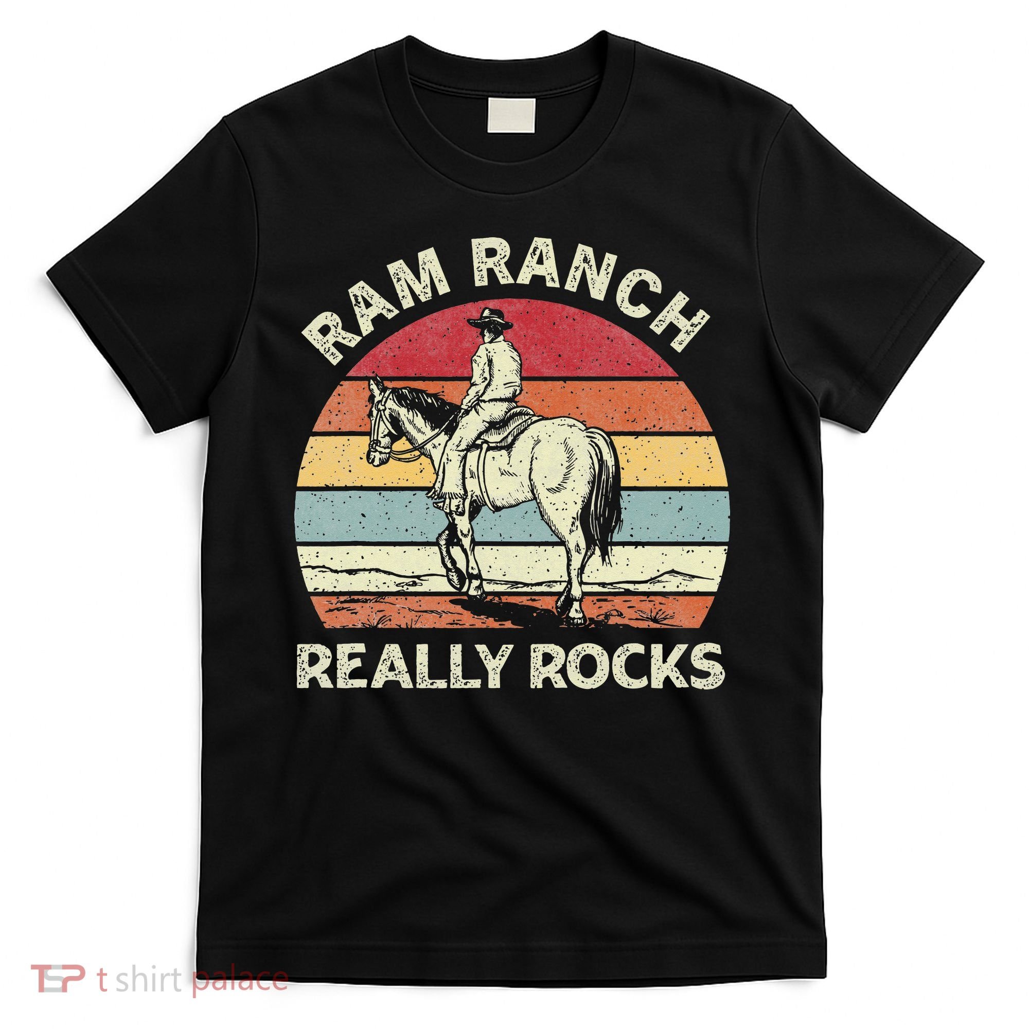 Ram Ranch Really Rock Vintage Western Rodeo Cow Horseback T-Shirt