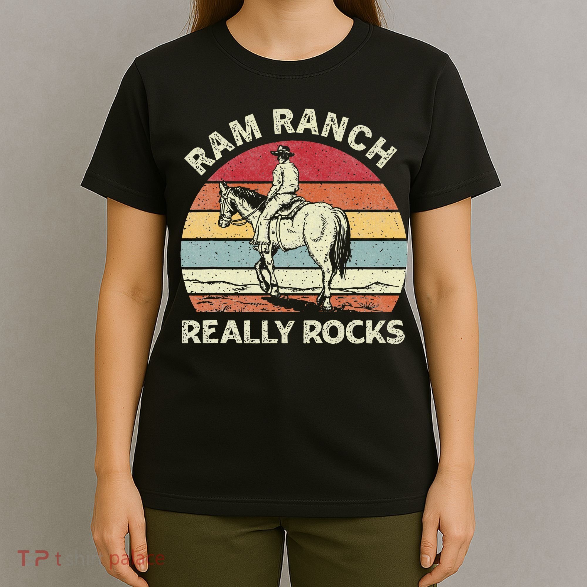 Ram Ranch Really Rock Vintage Western Rodeo Cow Horseback T-Shirt