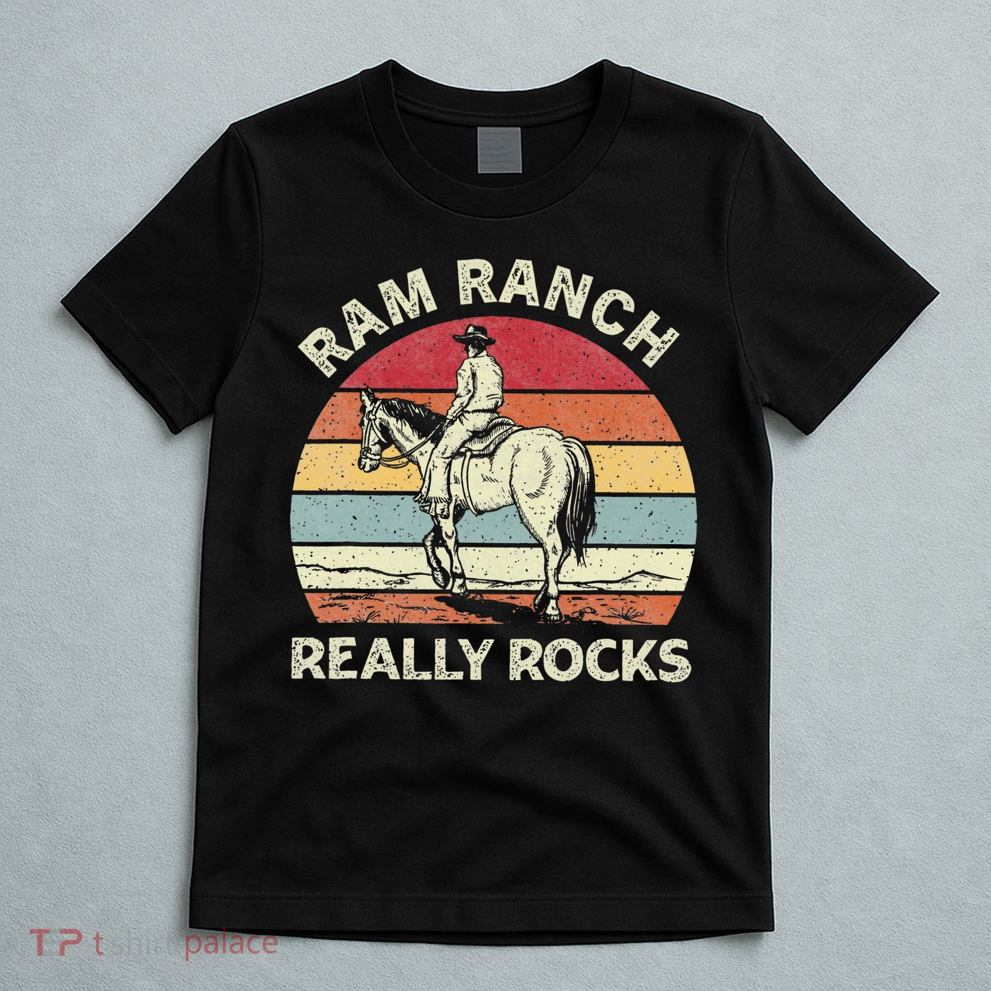 Ram Ranch Really Rock Vintage Western Rodeo Cow Horseback T-Shirt