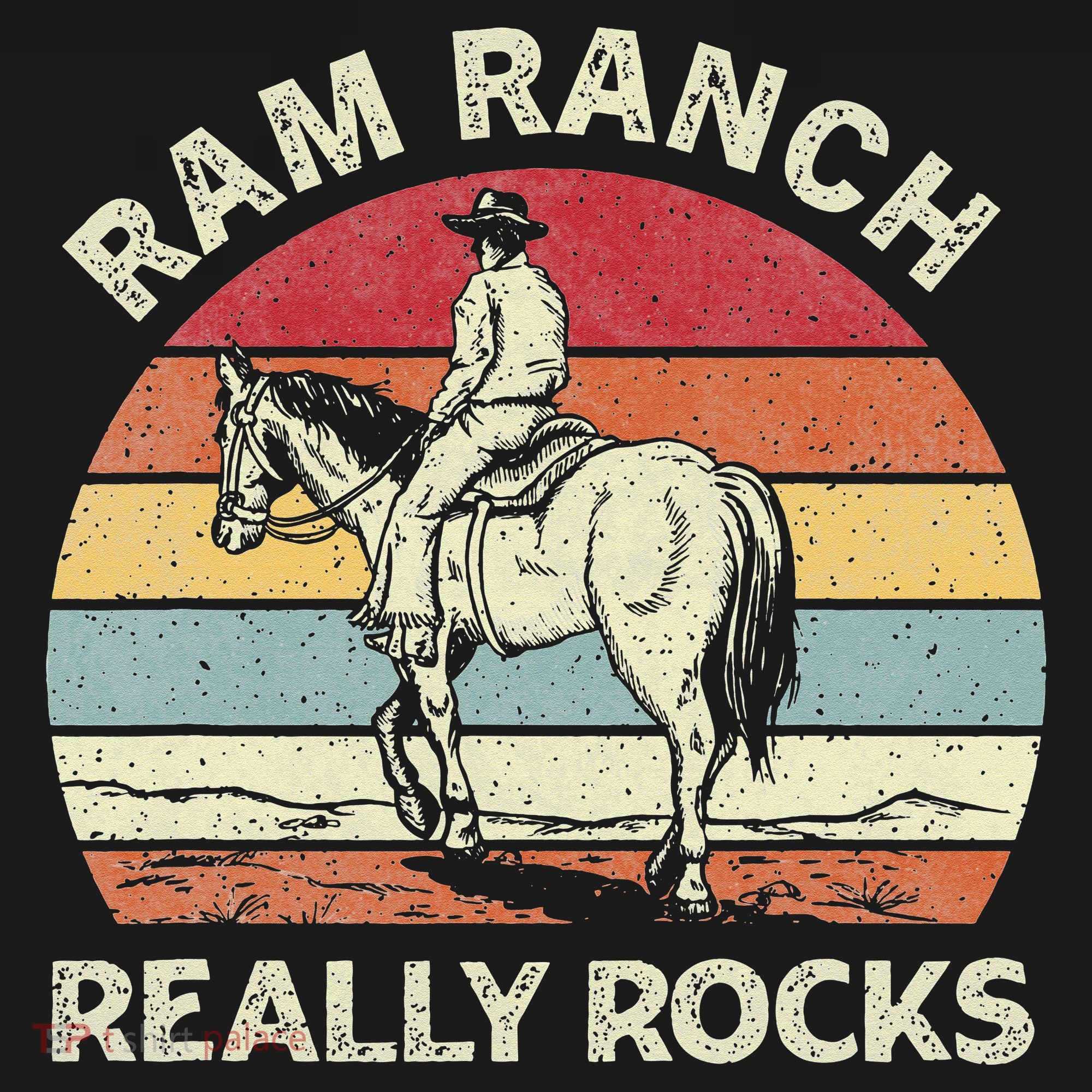 Ram Ranch Really Rock Vintage Western Rodeo Cow Horseback T-Shirt
