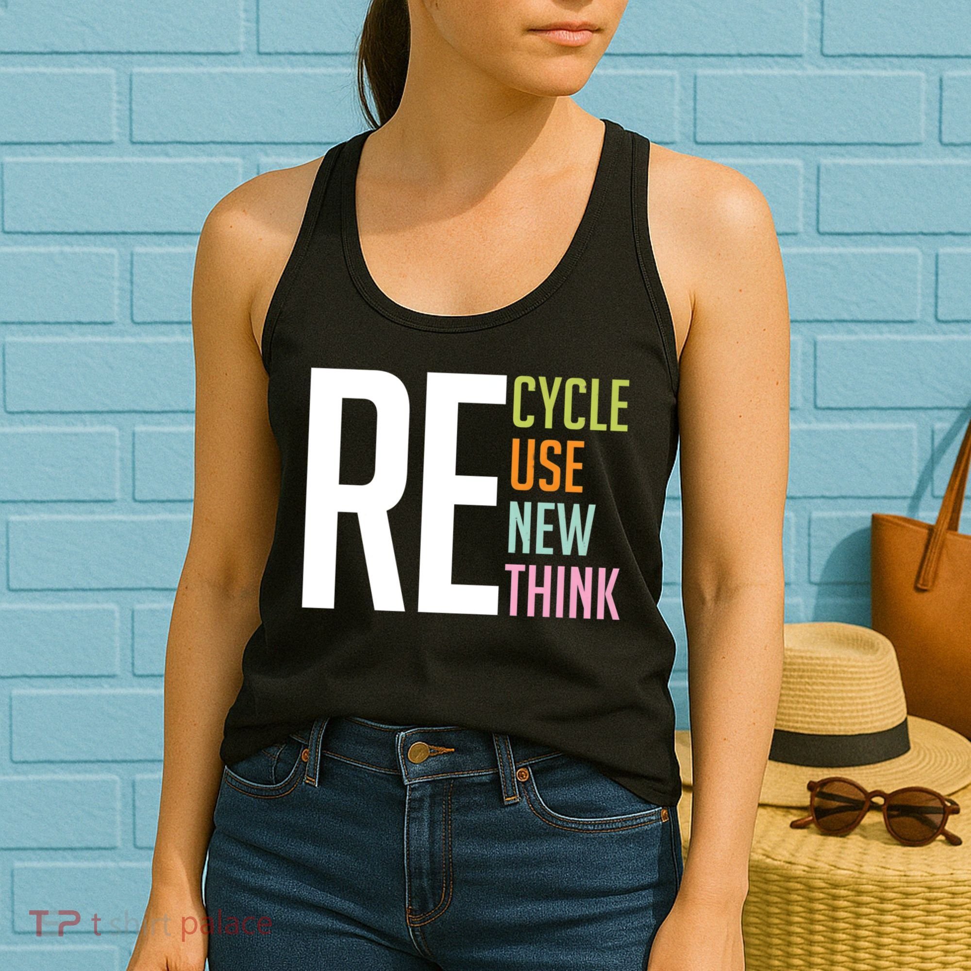 Recycle Reuse Renew Rethink Crisis Environmental Activism Women's Tank Top