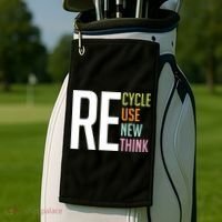 Recycle Reuse Renew Rethink Crisis Environmental Activism Golf Towel thumb 2