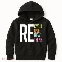 Recycle Reuse Renew Rethink Crisis Environmental Activism Kids Hoodie thumb 0
