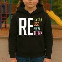 Recycle Reuse Renew Rethink Crisis Environmental Activism Kids Hoodie thumb 3