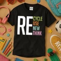 Recycle Reuse Renew Rethink Crisis Environmental Activism Kids T-Shirt thumb 3