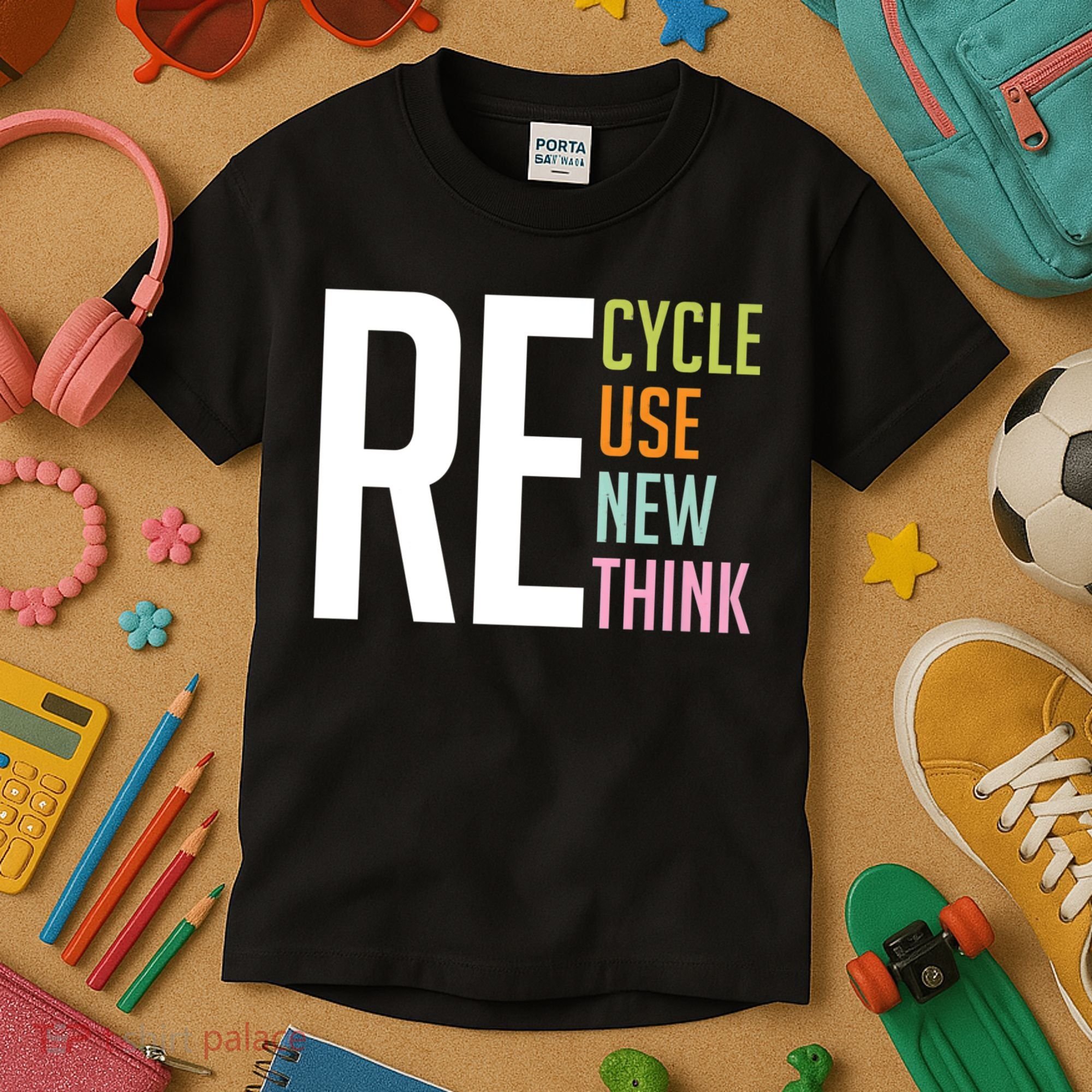 Recycle Reuse Renew Rethink Crisis Environmental Activism Kids T-Shirt
