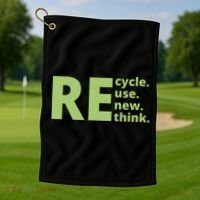 Recycle Reuse Renew Rethink Golf Towel thumb 1