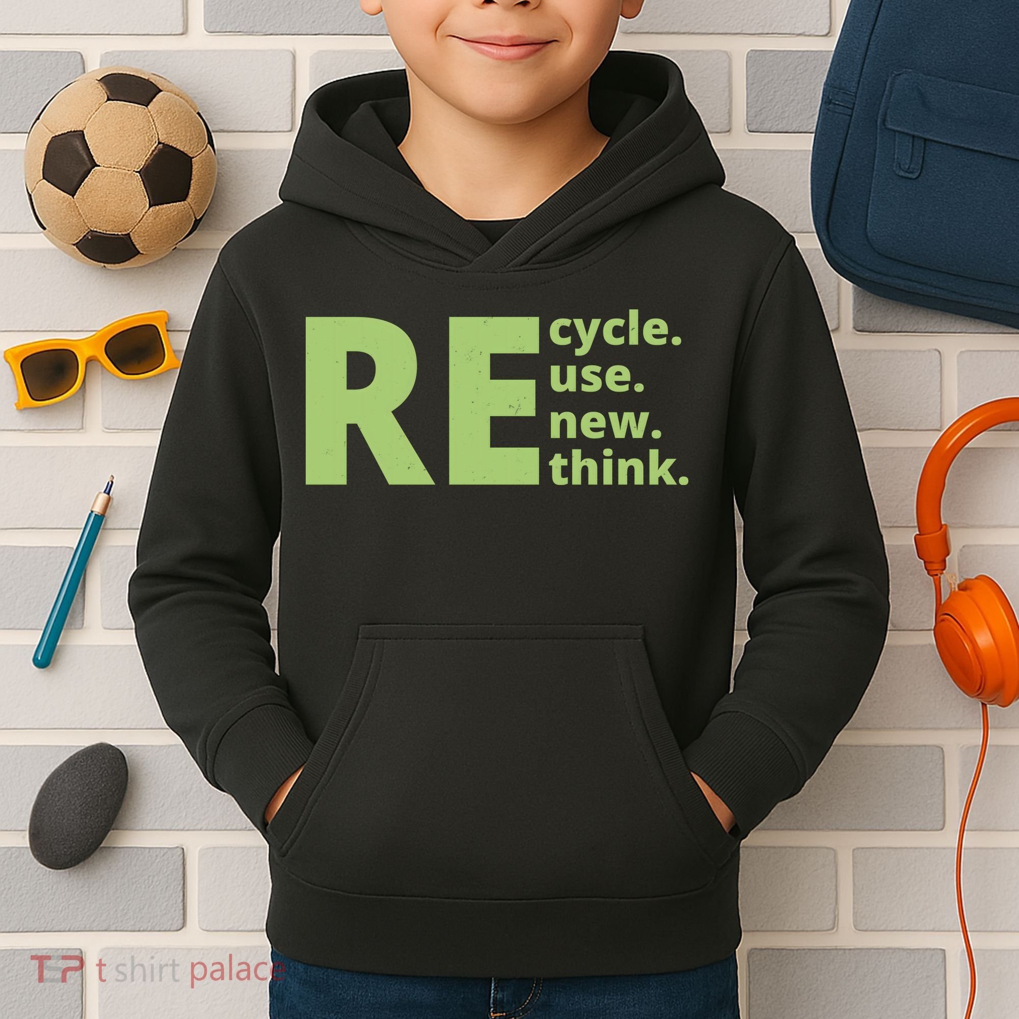 Recycle Reuse Renew Rethink Kids Hoodie