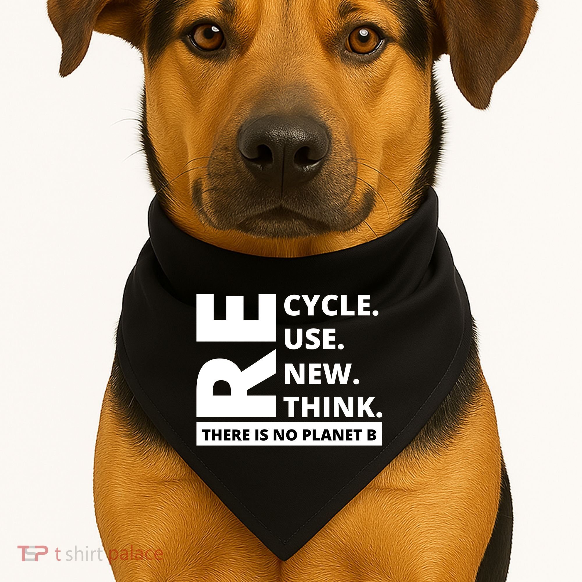 Recycle Reuse Renew Rethink There Is No Planet B Earth Day USA-Made Doggie Bandana
