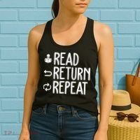 Read Retun Repeat A Funny Gift For Book Reading Lovers Librarian Bookworms Women's Tank Top thumb 2