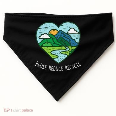 Reuse Reduce Recycle Earth Day Environmentalist Gift USA-Made Doggie Bandana