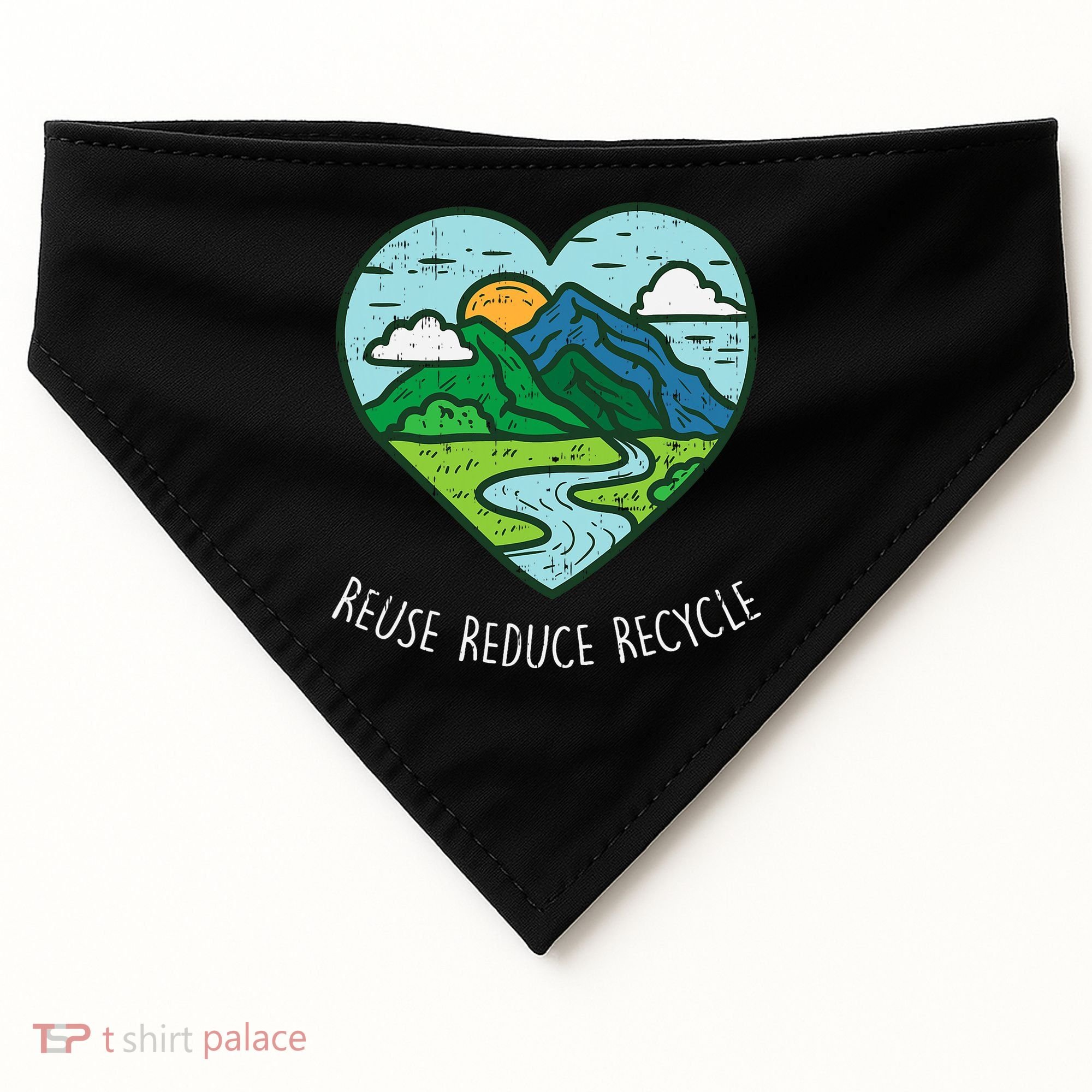 Reuse Reduce Recycle Earth Day Environmentalist Gift USA-Made Doggie Bandana