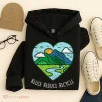 Reuse Reduce Recycle Earth Day Environmentalist Gift Hoodie thumb 4