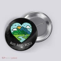 Reuse Reduce Recycle Earth Day Environmentalist Gift Button thumb 0