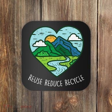 Reuse Reduce Recycle Earth Day Environmentalist Gift Coaster