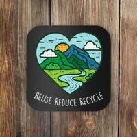 Reuse Reduce Recycle Earth Day Environmentalist Gift Coaster thumb 0