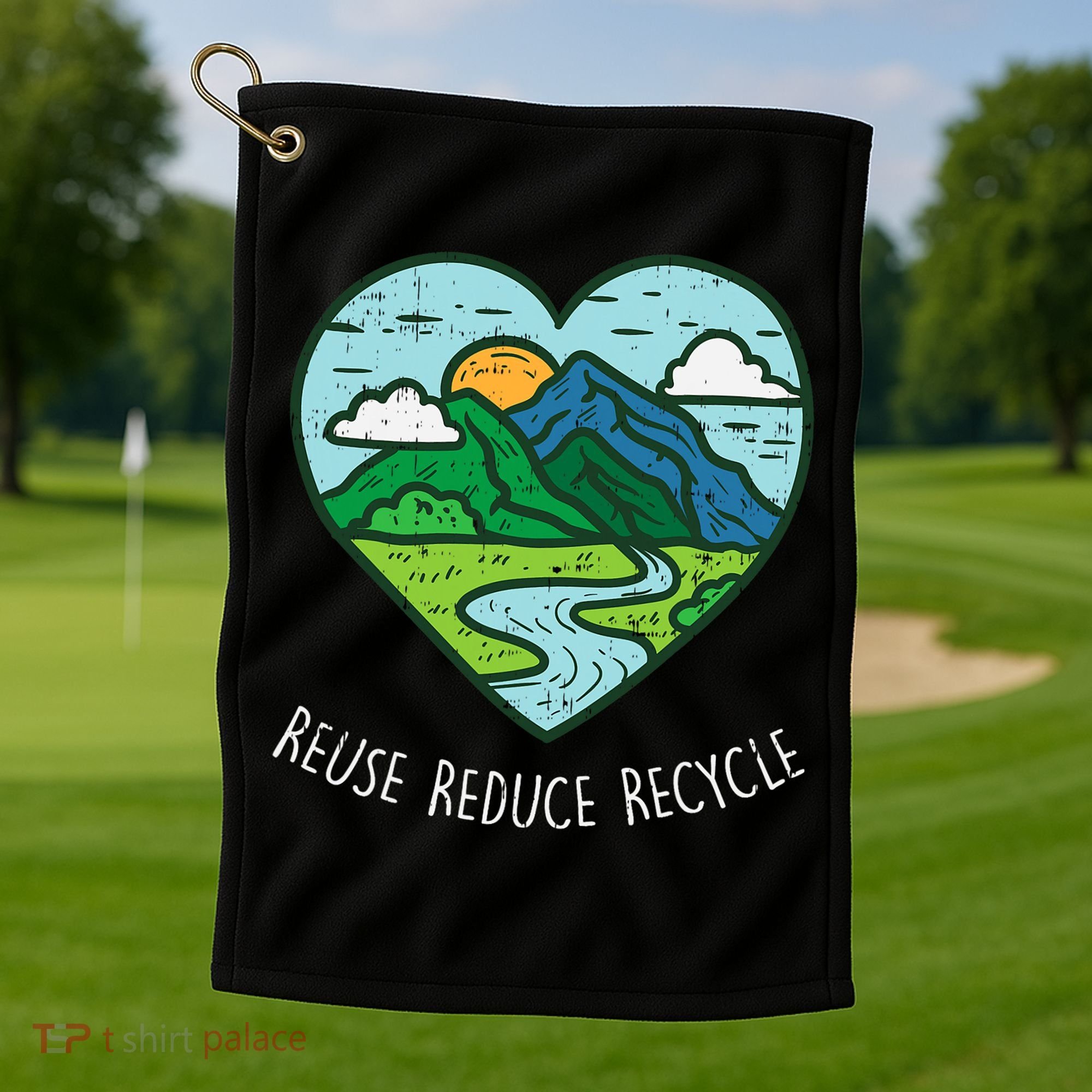 Reuse Reduce Recycle Earth Day Environmentalist Gift Golf Towel