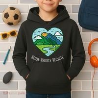 Reuse Reduce Recycle Earth Day Environmentalist Gift Kids Hoodie thumb 2