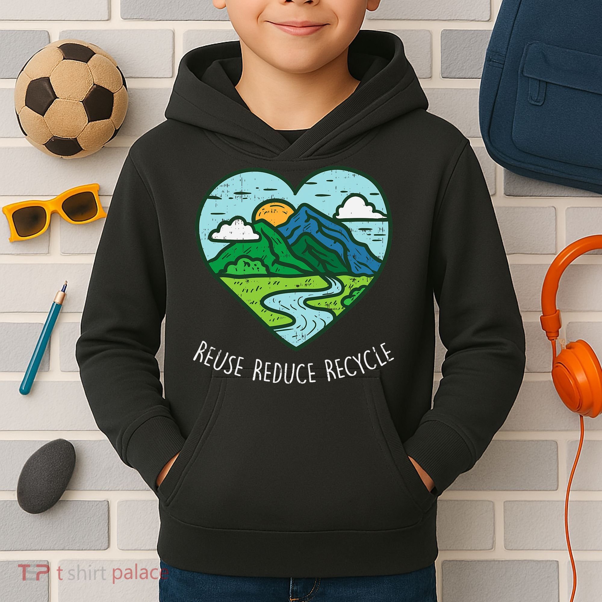 Reuse Reduce Recycle Earth Day Environmentalist Gift Kids Hoodie