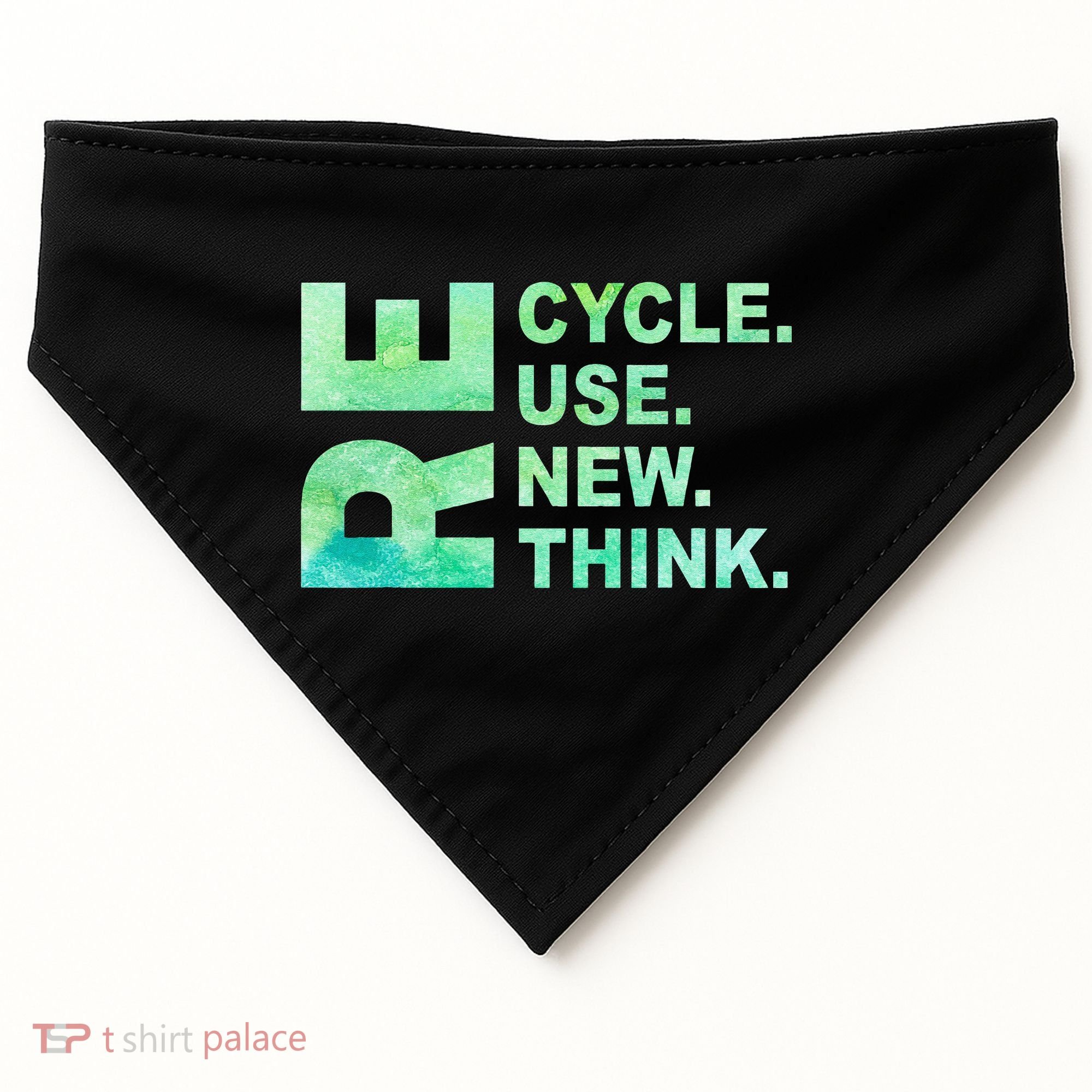 Recycle Reuse Renew Rethink Earth Day Environmental Activism 3 USA-Made Doggie Bandana