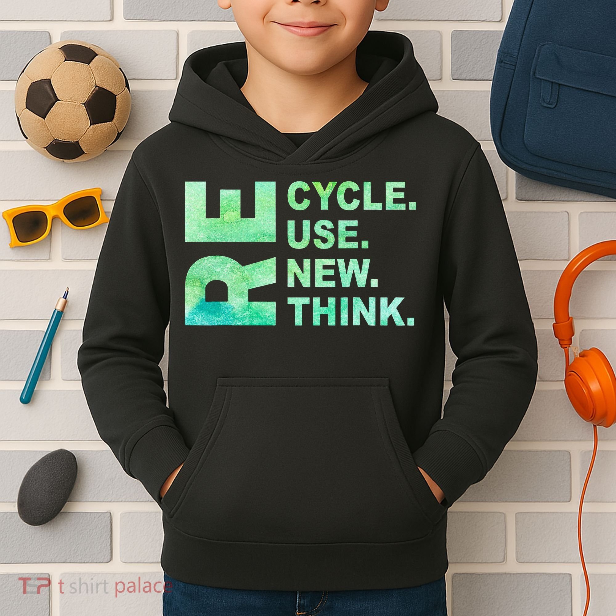 Recycle Reuse Renew Rethink Earth Day Environmental Activism 3 Kids Hoodie