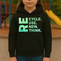 Recycle Reuse Renew Rethink Earth Day Environmental Activism 3 Kids Hoodie thumb 3