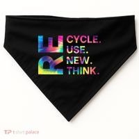 Recycle Reuse Renew Rethink Earth Day Environmental Activism Gift USA-Made Doggie Bandana thumb 0