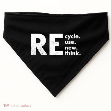 Recycle Reuse Renew Rethink Crisis Environmental Activism USA-Made Doggie Bandana