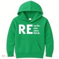 Recycle Reuse Renew Rethink Crisis Environmental Activism Kids Hoodie thumb 0
