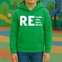 Recycle Reuse Renew Rethink Crisis Environmental Activism Kids Hoodie thumb 3