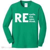 Recycle Reuse Renew Rethink Crisis Environmental Activism Kids Long Sleeve Shirt thumb 0